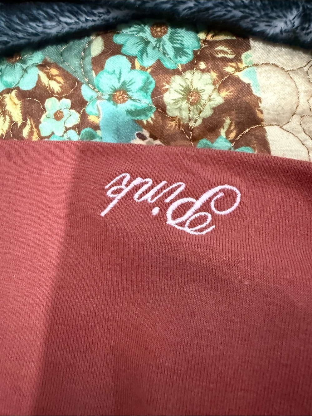 PINK Victoria's Secret Cotton Foldover Flare Leggings clay floral diamante L - Picture 7 of 10